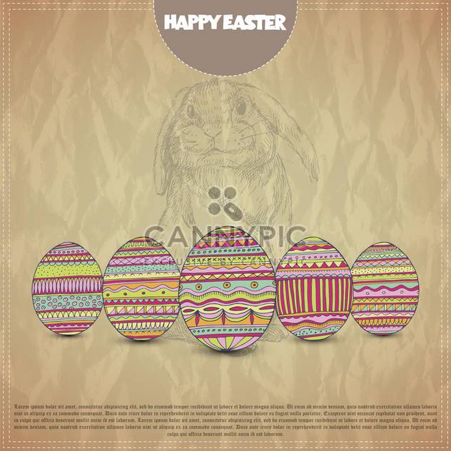 Happy Easter postcard with colorful eggs - Free vector #135319