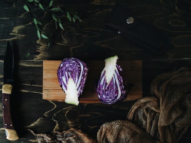 Purple cabbage and knife - image #136499 gratis