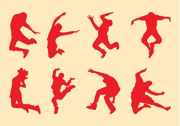 Jumping People Silhouettes - Free vector #139009