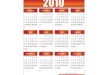 2010 Free Vector Calendar - Kostenloses vector #139369