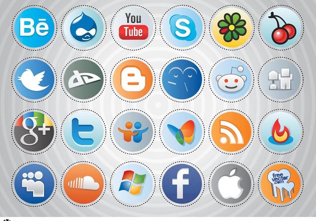 Social Media Buttons - Free vector #140019