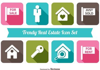 Trendy Real Estate Vector Icon Set - vector gratuit #141199 