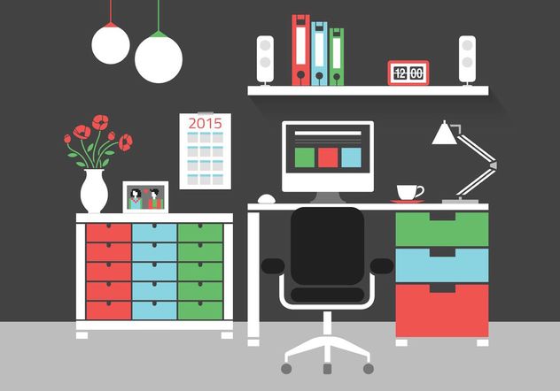 Free Modern Home Office Interior Vector Icons - Free vector #141649