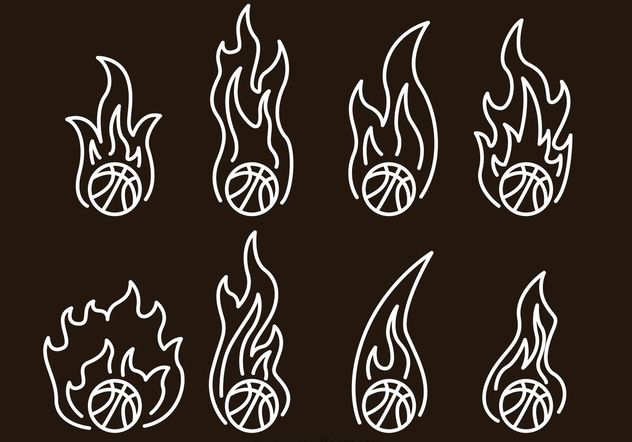 Basketball On Fire Outline Icons - бесплатный vector #142329