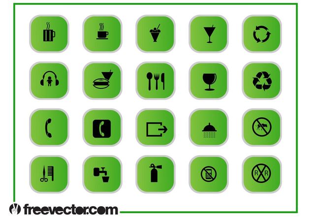 Green Icons Graphics Set - vector #142669 gratis