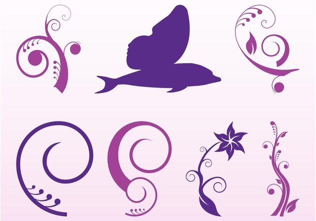 Decorative Flowers And Swirls - Free vector #143439