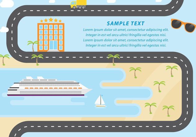 Cruise Liner And Beach Vector - vector gratuit #145429 