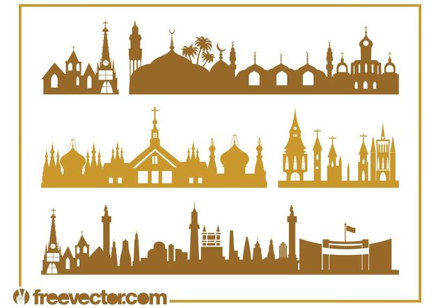 Churches And Skylines - Free vector #145439