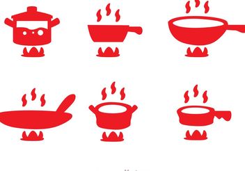 Red Cooking Pan Icons Vector Pack - vector gratuit #146989 