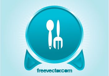 Fork And Spoon Button - Free vector #147709