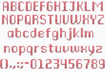 Red Cross Stitch Upper and Lowercase Vector Type - vector #149579 gratis