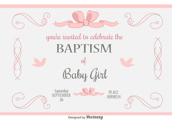 Baby Girl Baptism Vector Invitation - Free vector #149679