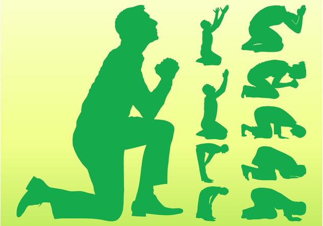 Praying People Silhouettes - Free vector #149739