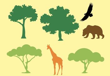 Vector Silhouette of Trees and Animals - Kostenloses vector #152869
