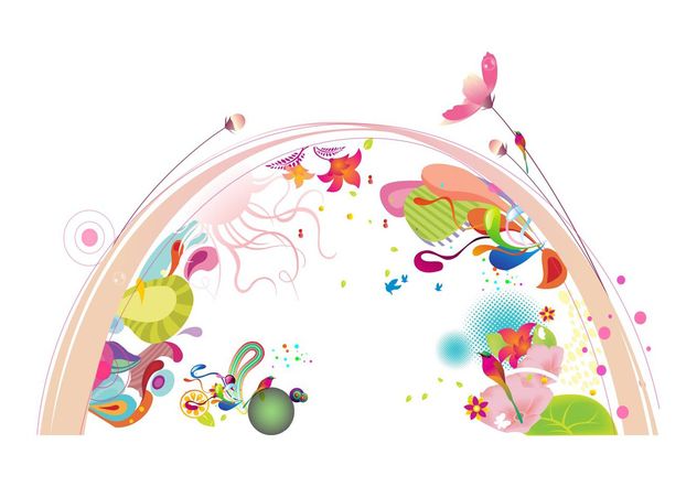 Arc And Flowers - Free vector #153359