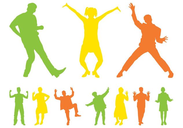 Happy People Silhouettes - Free vector #156349