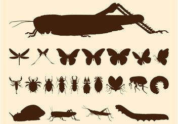 Insects Silhouette Set - бесплатный vector #157599
