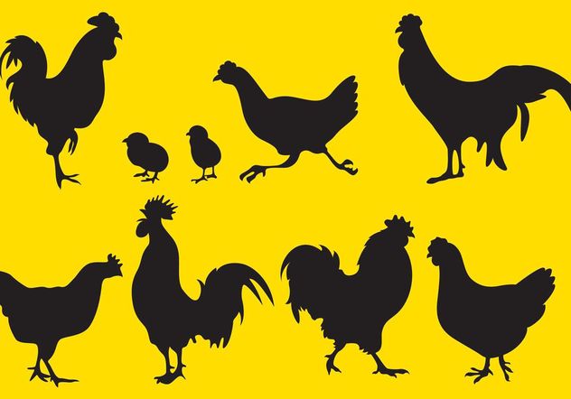 Rooster Silhouette Vectors - Free vector #157809