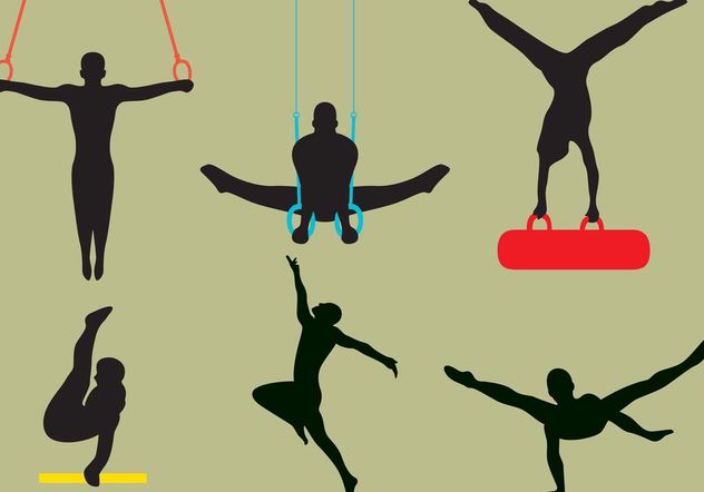 Vector Male Gymnast Silhouettes - Free vector #158329