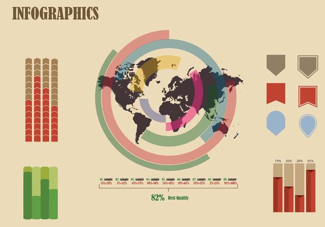 Free Vector Infographic with World Map - vector #159559 gratis