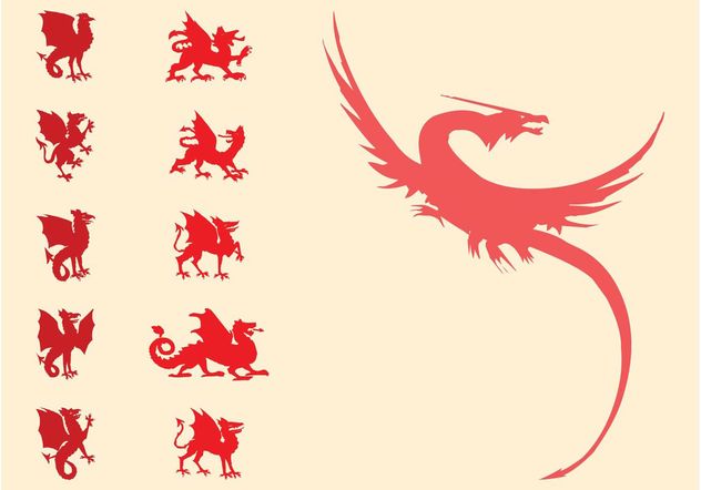 Heraldic Dragons Set - vector gratuit #160169 