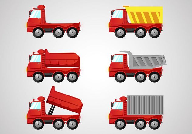 Red Dump Truck Vectors Pack - vector gratuit #161519 