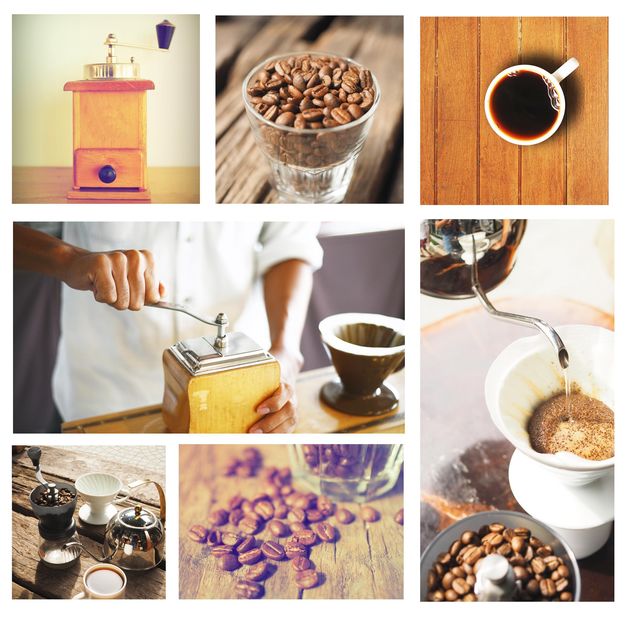 Collage of photos with coffee beans and coffee - image gratuit #187019 