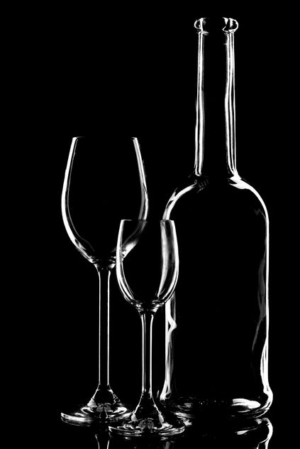 wine glasses and bottle silhouette - бесплатный image #187689