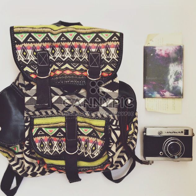 Camera, passport and backpack - Kostenloses image #198369