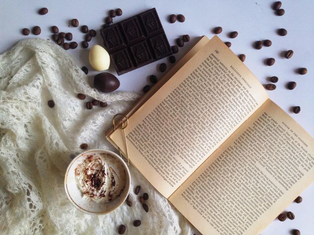 Coffee beans, chocolate and warm scarf - Free image #198769