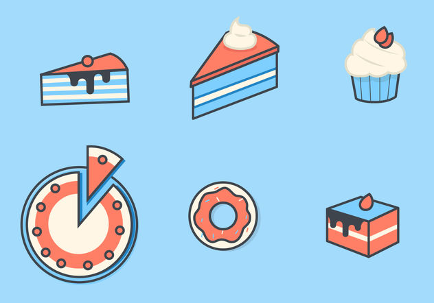 Cake and Dessert Vector Icon Set - бесплатный vector #199209