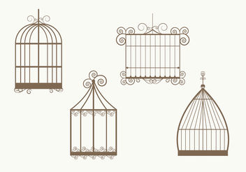 Vintage Bird Cage Vectors - Kostenloses vector #199479