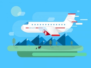 Flat Airplane Vector Landscape - vector gratuit #202049 