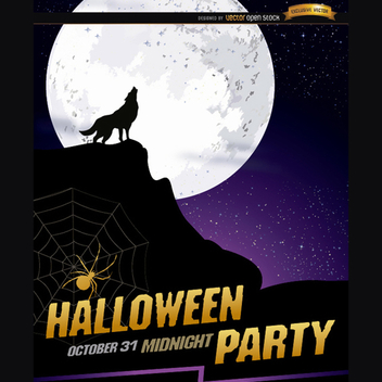 Wolf Halloween Vector Poster - vector gratuit #202199 
