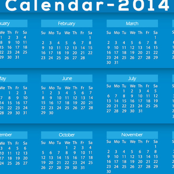 Blue Calendar 2014 Vector - бесплатный vector #202529