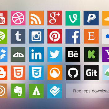Flat Social Media Icons - vector gratuit #202749 