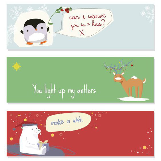 Cute Christmas Banners - vector #206049 gratis