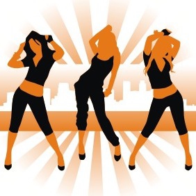 Dancing Girl Silhouettes - vector gratuit #208599 