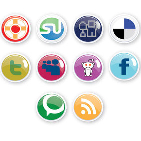 10 Social Icons Free Vector Design - vector gratuit #209819 