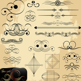 Calligraphic Design Element & Page Decorations - vector #209999 gratis