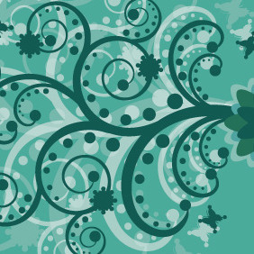 Green Abstract Flowers Swirls - Free vector #210229
