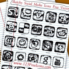 Sketchy Social Media Icons Free Vector - vector gratuit #210399 