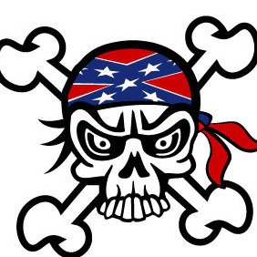 Skull With Confederate Kerchief - vector gratuit #212119 