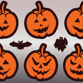Halloween Pumpkins Vector - vector gratuit #212449 