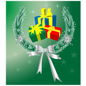 Xmas Gifts And Wreath Vector - vector #218489 gratis