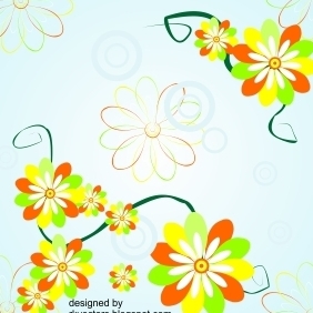 Vector Background With Corner Flower Designs - Free vector #218979