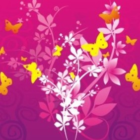 Flowers & Butterflies - vector gratuit #222929 