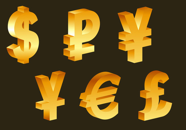 3d golden currency symbols - Kostenloses vector #274059