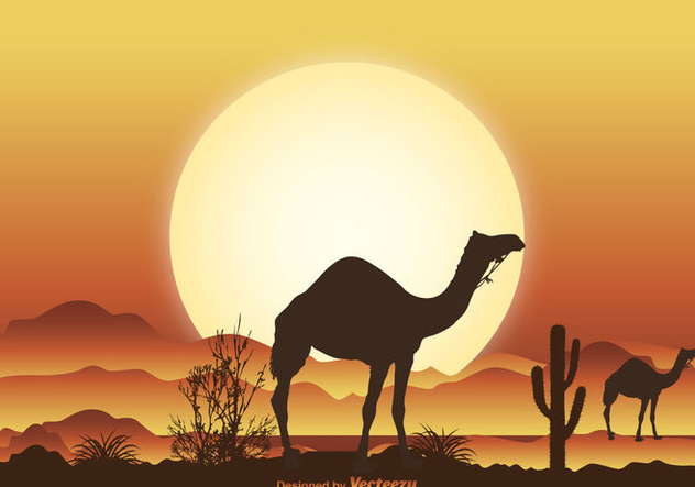 Desert Camel Scene Illustration - Kostenloses vector #274249
