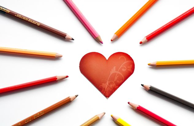 Heart shaped card and pencils - Free image #301359